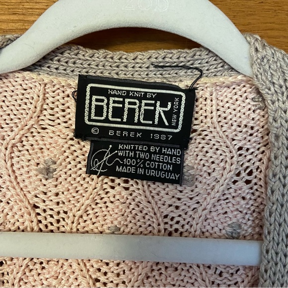 Vintage 80s Hand Knit by Berek knitted by hand button front cardigan sweater - Picture 4 of 4